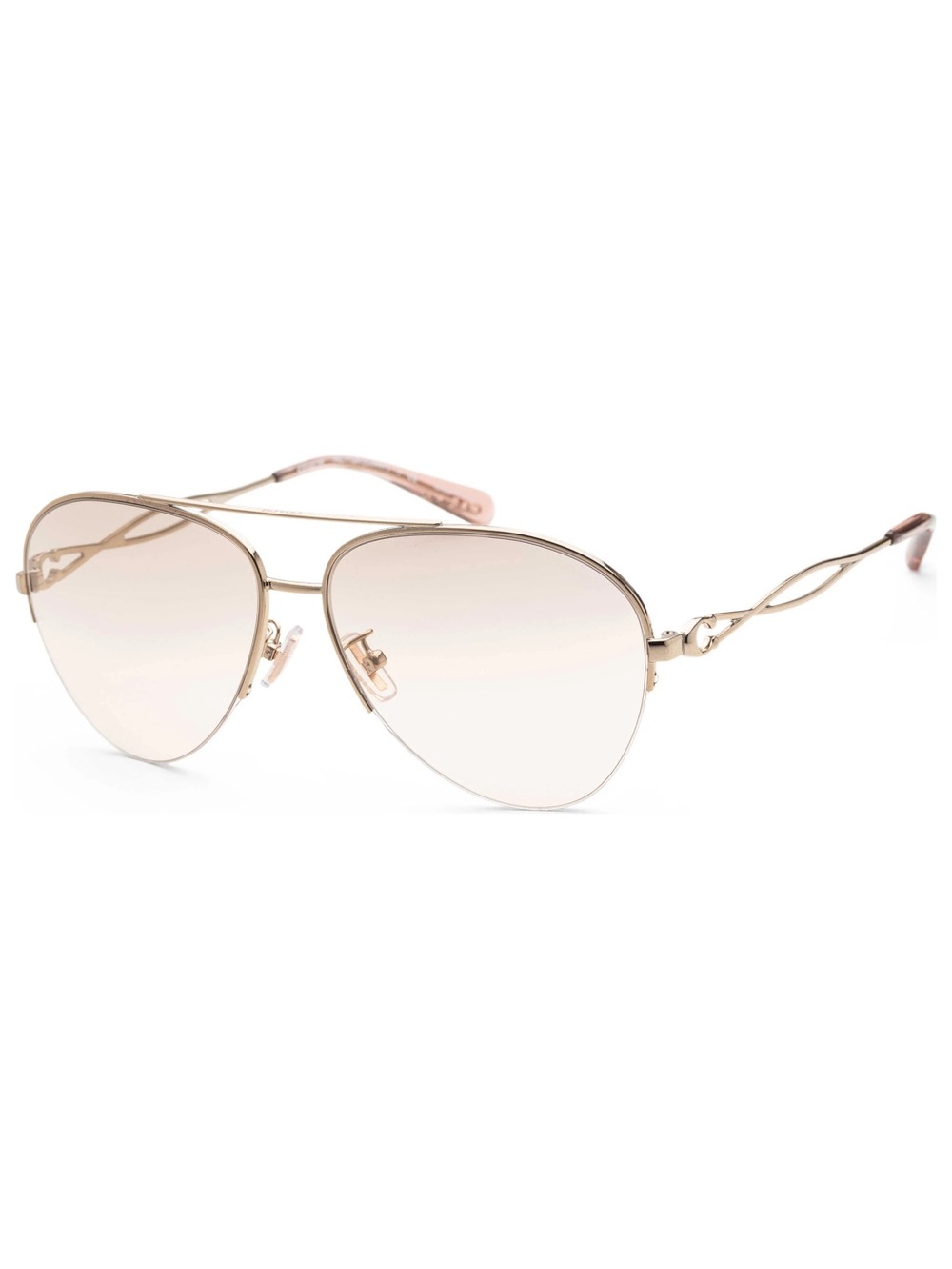 Coach HC7124 90054E Shiny Light Gold pink Aviator Sunglasses original case vtg